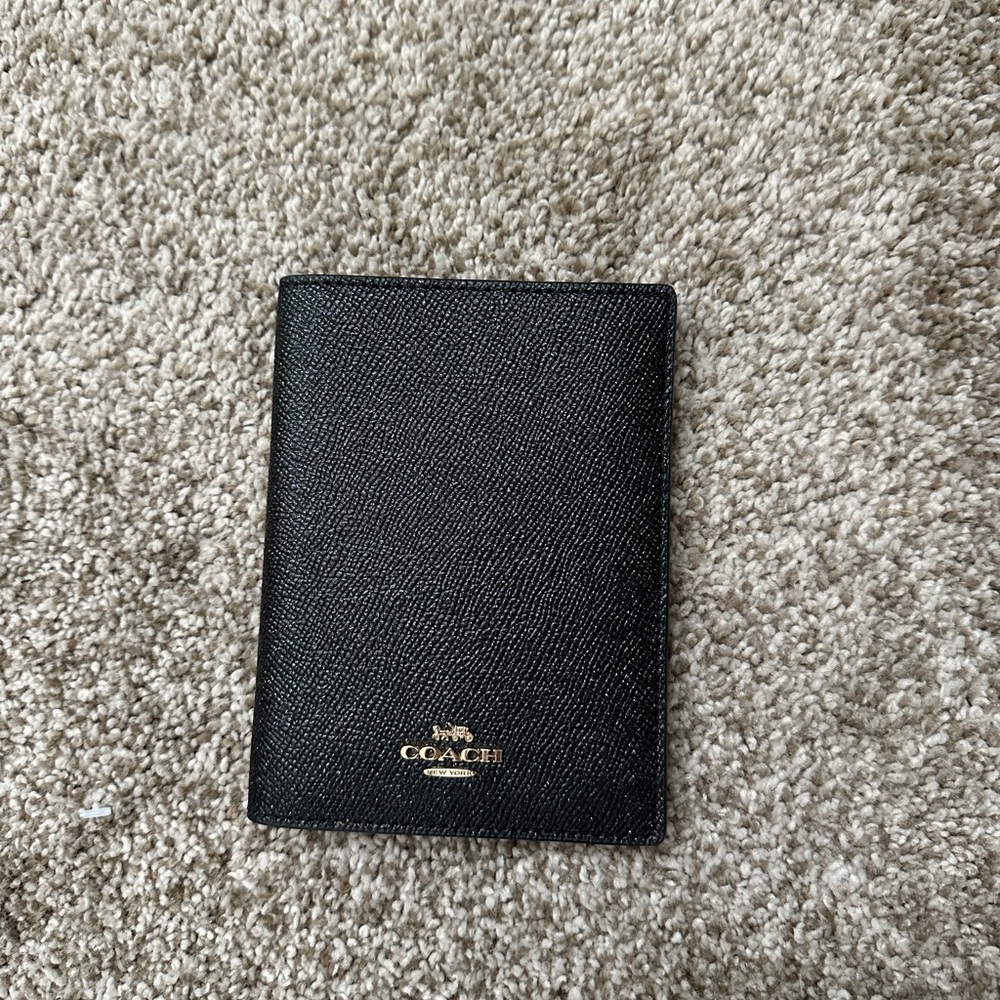 Black Shimmery Coach Passport Holder